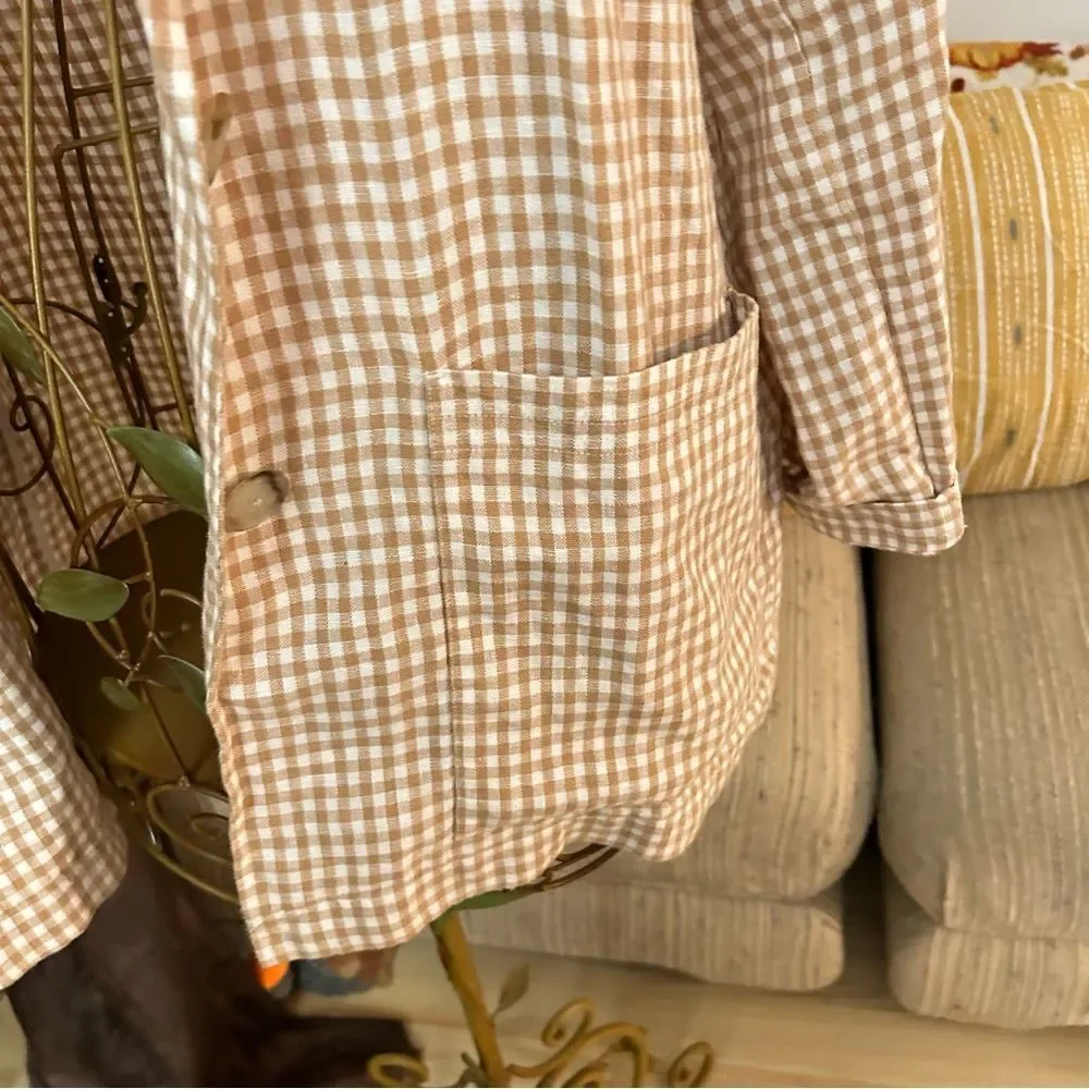 Madewell Gingham Dorset Women's plaid white/cream Blazer Size by measur… - Picture 5 of 9